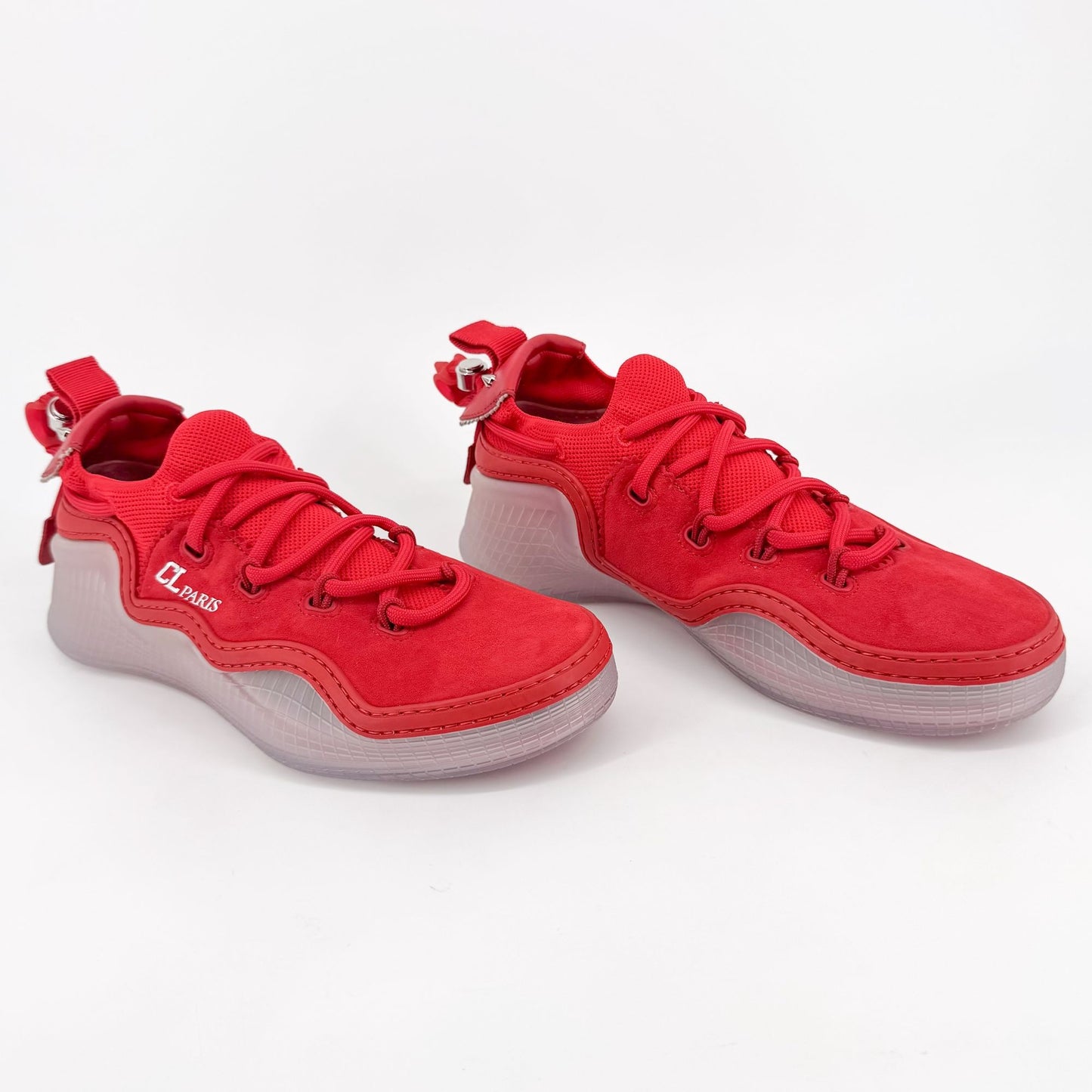 Christian Louboutin Arpoador Drawstring Sneakers in Red Suede Size 39.5