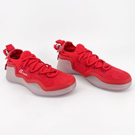 Christian Louboutin Arpoador Drawstring Sneakers in Red Suede Size 39.5