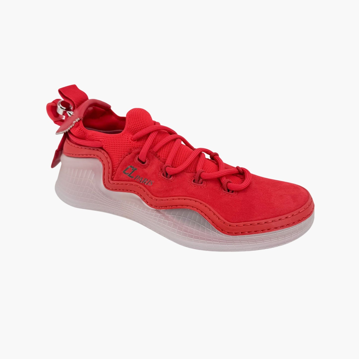 Christian Louboutin Arpoador Drawstring Sneakers in Red Suede Size 39.5