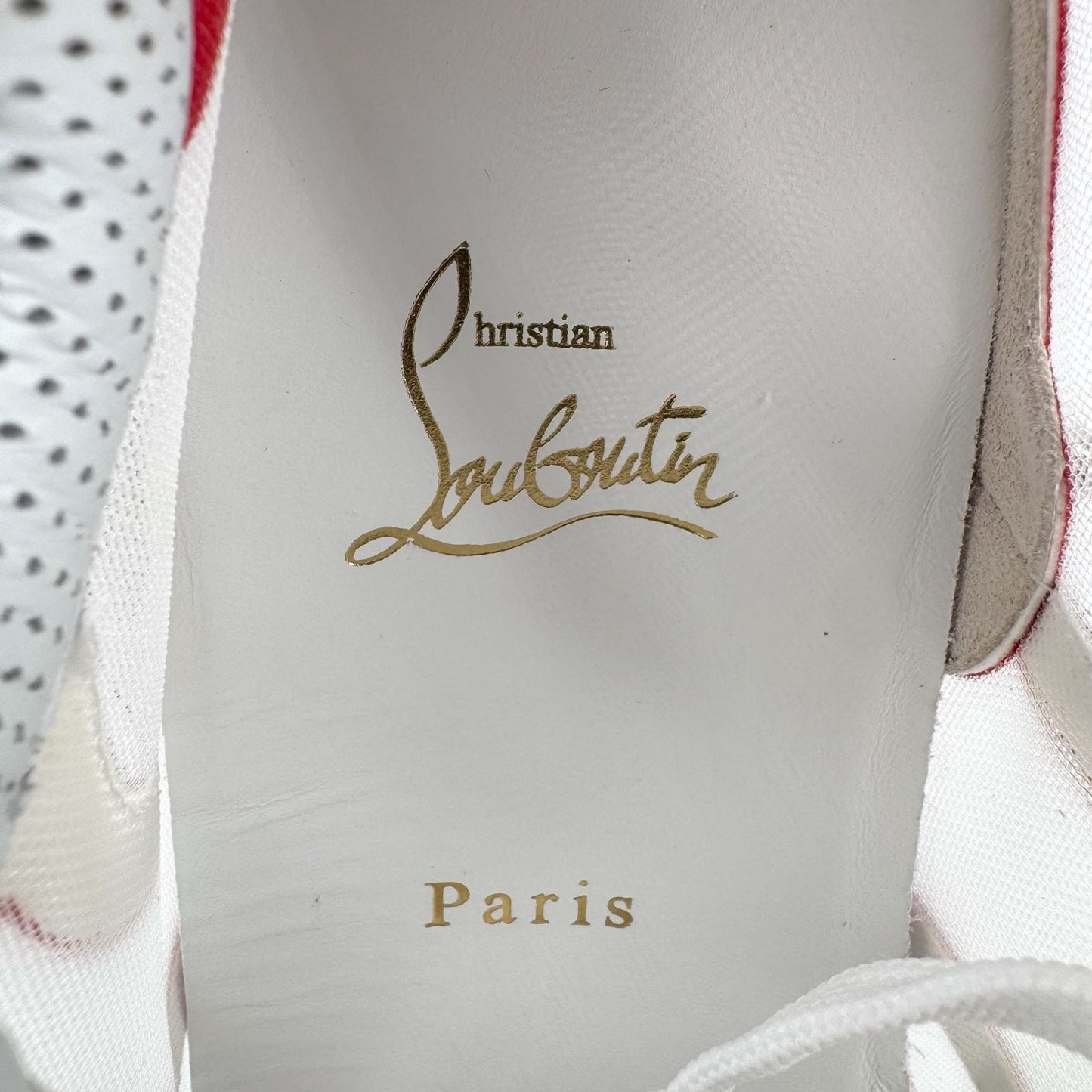 Christian Louboutin Sharkina White Red Spike Sneakers – Size 38.5