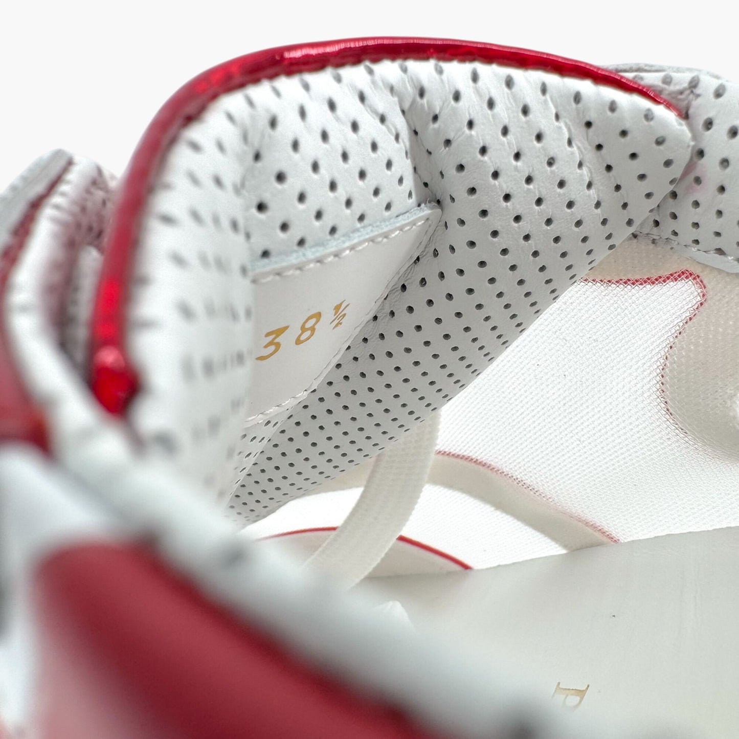Christian Louboutin Sharkina White Red Spike Sneakers – Size 38.5