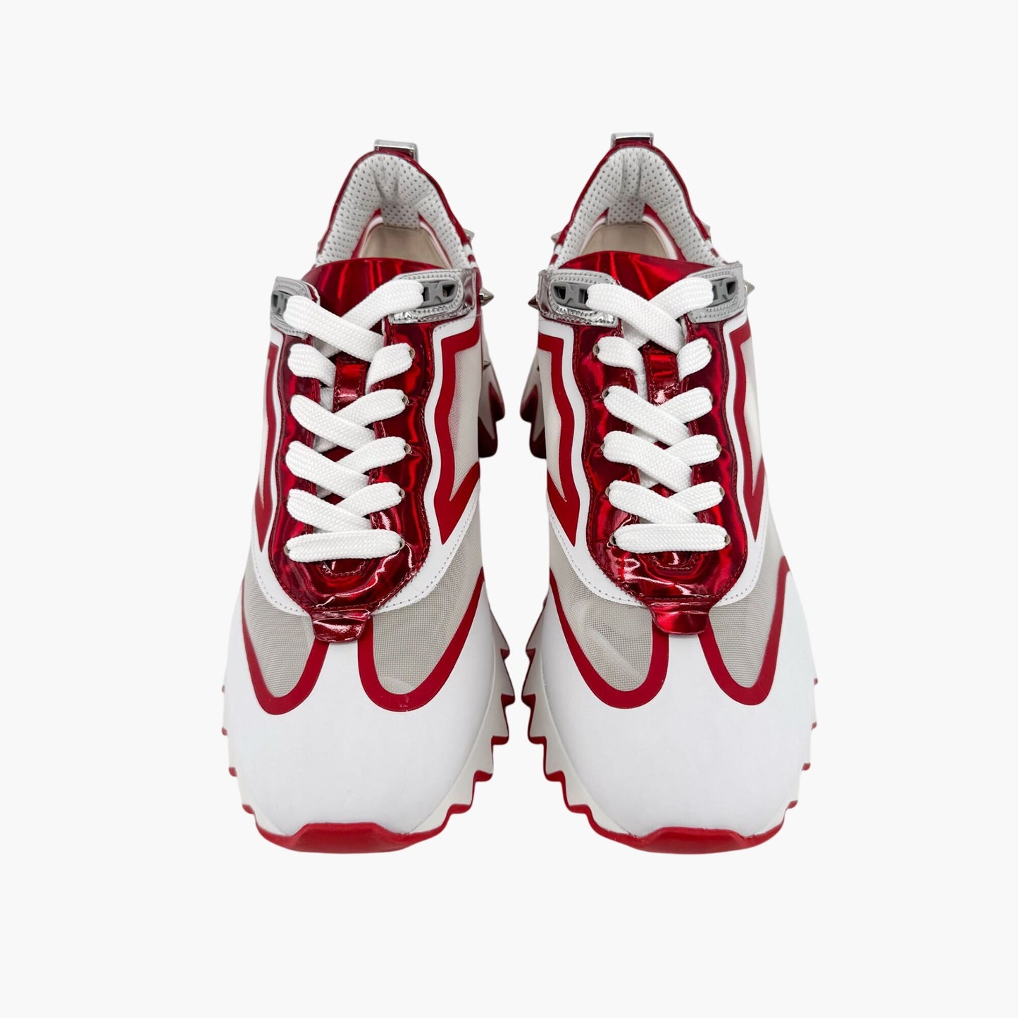 Christian Louboutin Sharkina White Red Spike Sneakers – Size 38.5