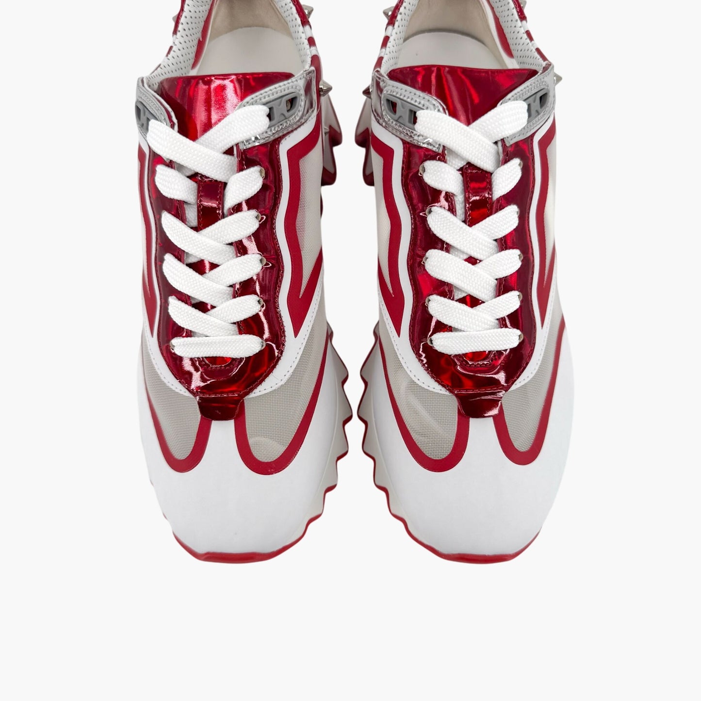 Christian Louboutin Sharkina White Red Spike Sneakers – Size 38.5