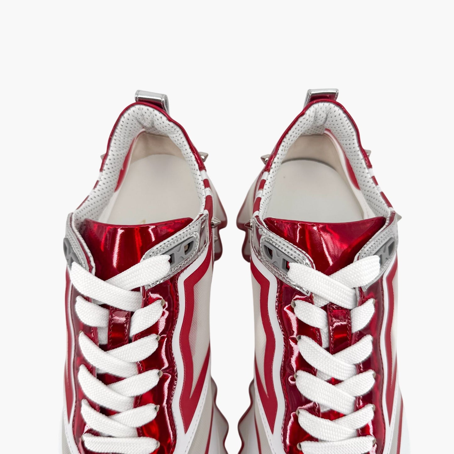 Christian Louboutin Sharkina White Red Spike Sneakers – Size 38.5