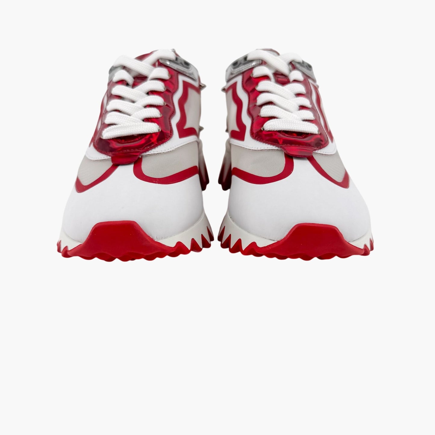 Christian Louboutin Sharkina White Red Spike Sneakers – Size 38.5