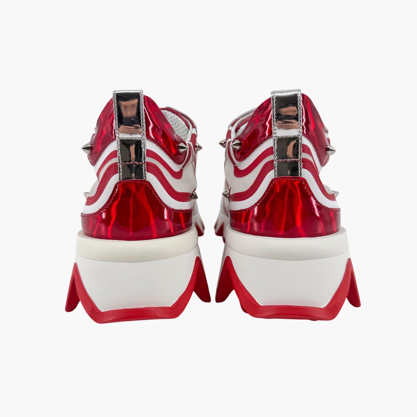 Christian Louboutin Sharkina White Red Spike Sneakers – Size 38.5