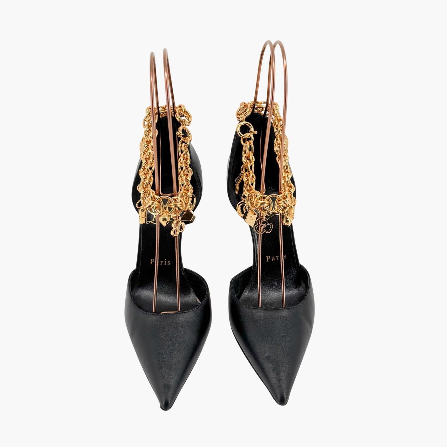 Christian Louboutin Gourmi 100 Charm Pumps in Black Leather Size 38