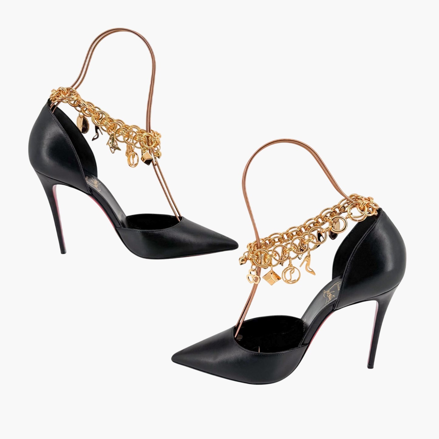 Christian Louboutin Gourmi 100 Charm Pumps in Black Leather Size 38
