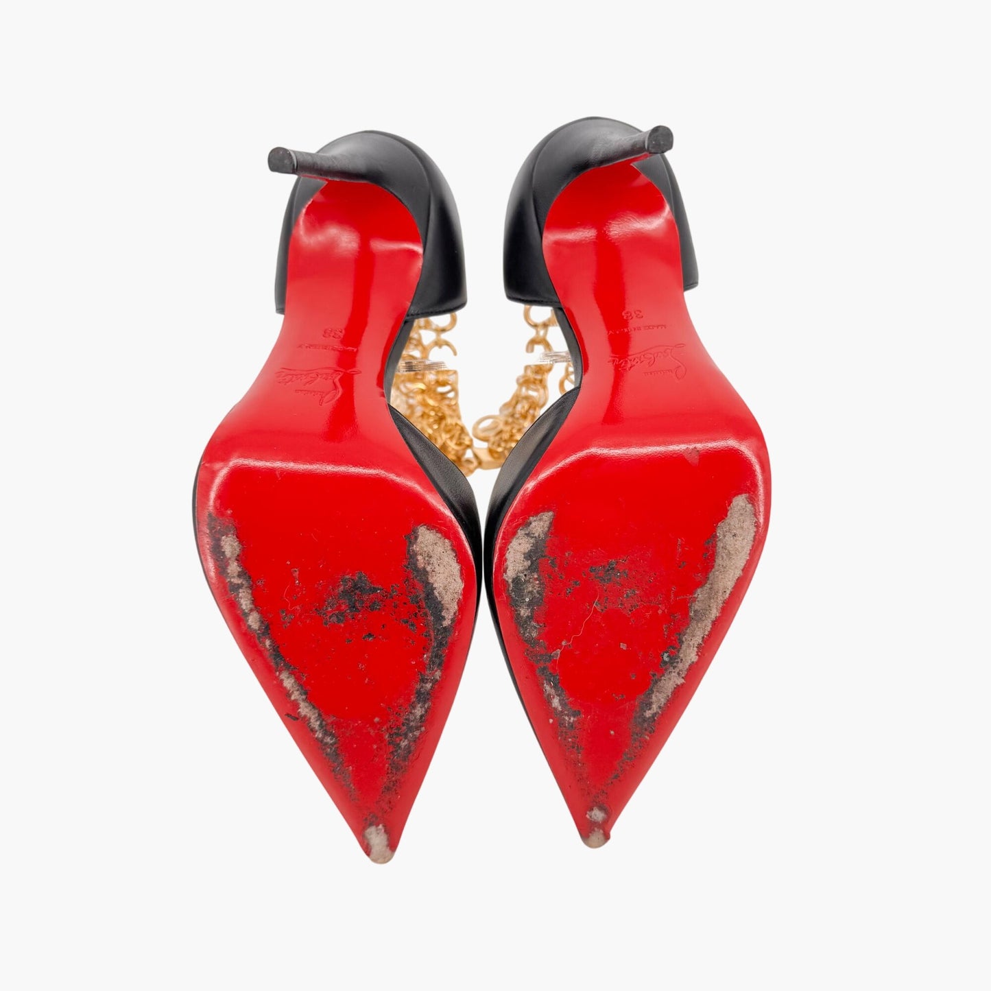Christian Louboutin Gourmi 100 Charm Pumps in Black Leather Size 38