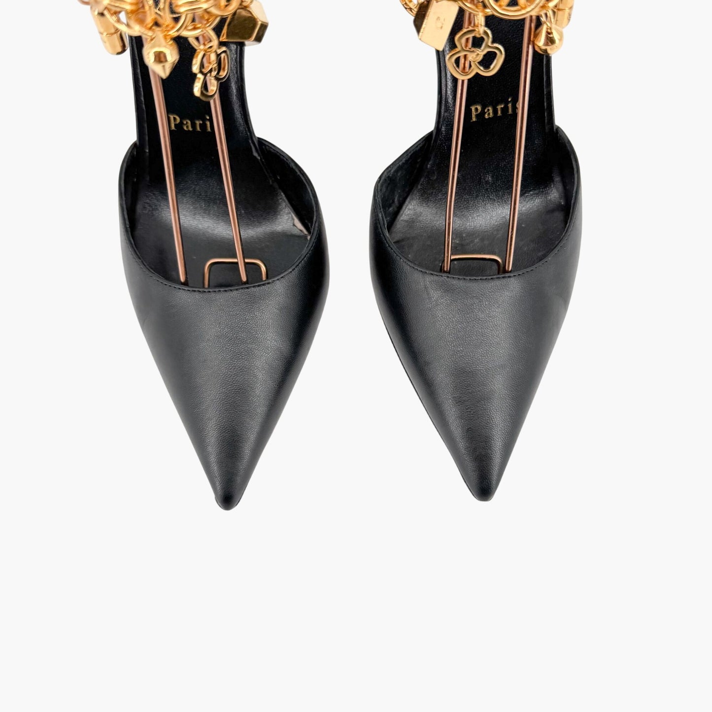 Christian Louboutin Gourmi 100 Charm Pumps in Black Leather Size 38