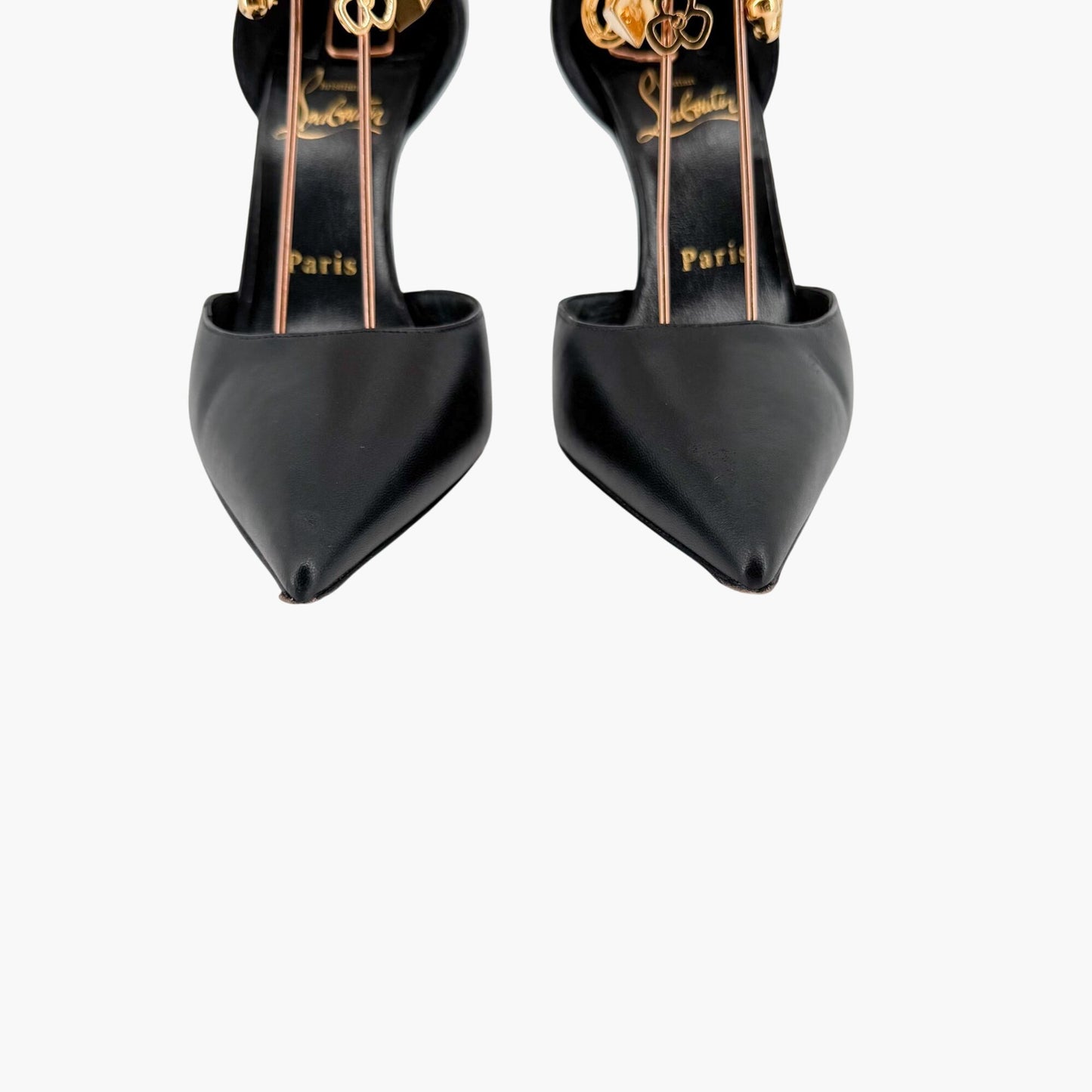 Christian Louboutin Gourmi 100 Charm Pumps in Black Leather Size 38