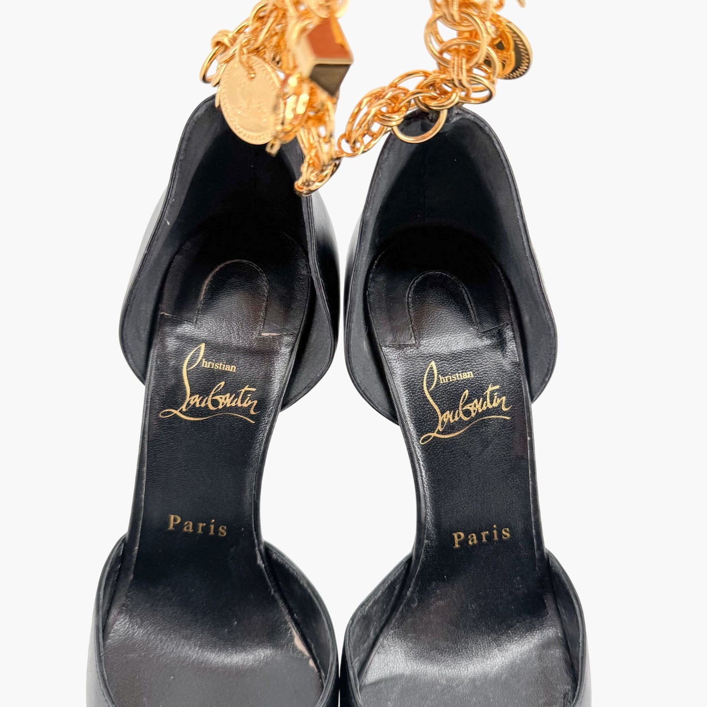 Christian Louboutin Gourmi 100 Charm Pumps in Black Leather Size 38