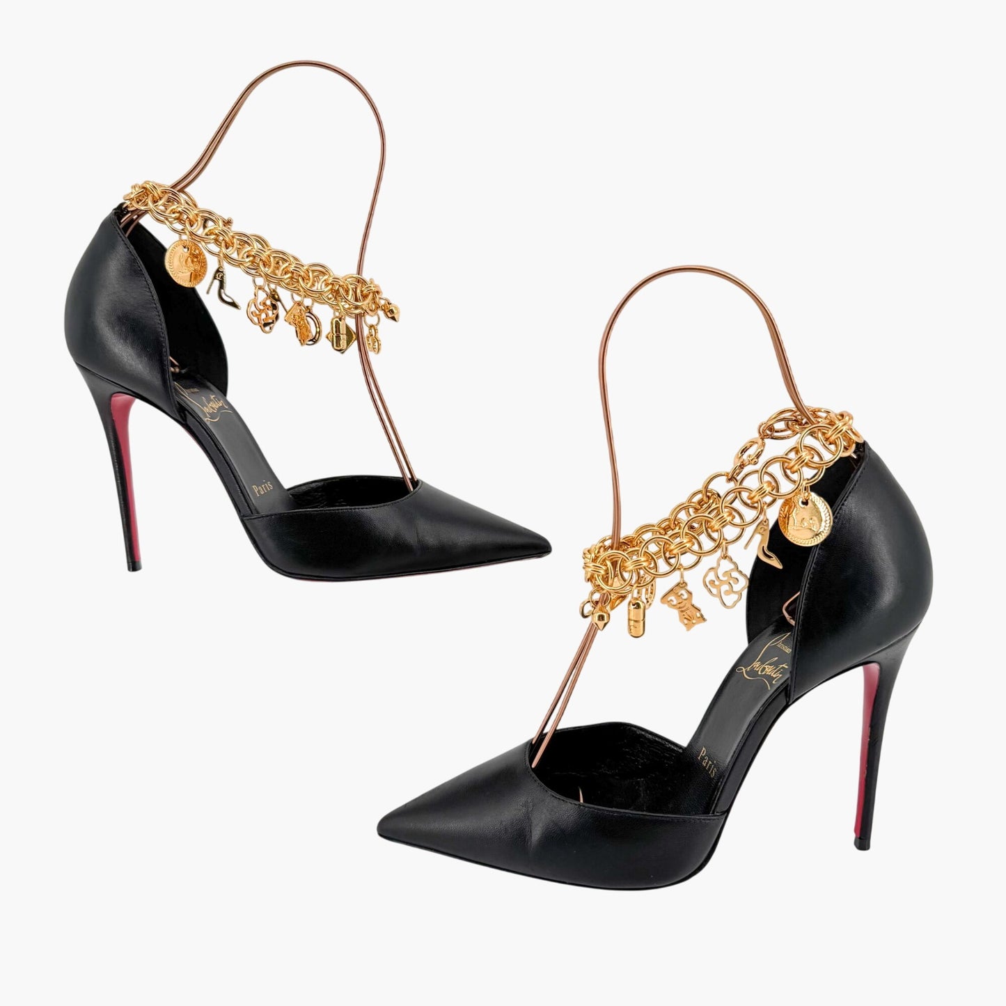Christian Louboutin Gourmi 100 Charm Pumps in Black Leather Size 38