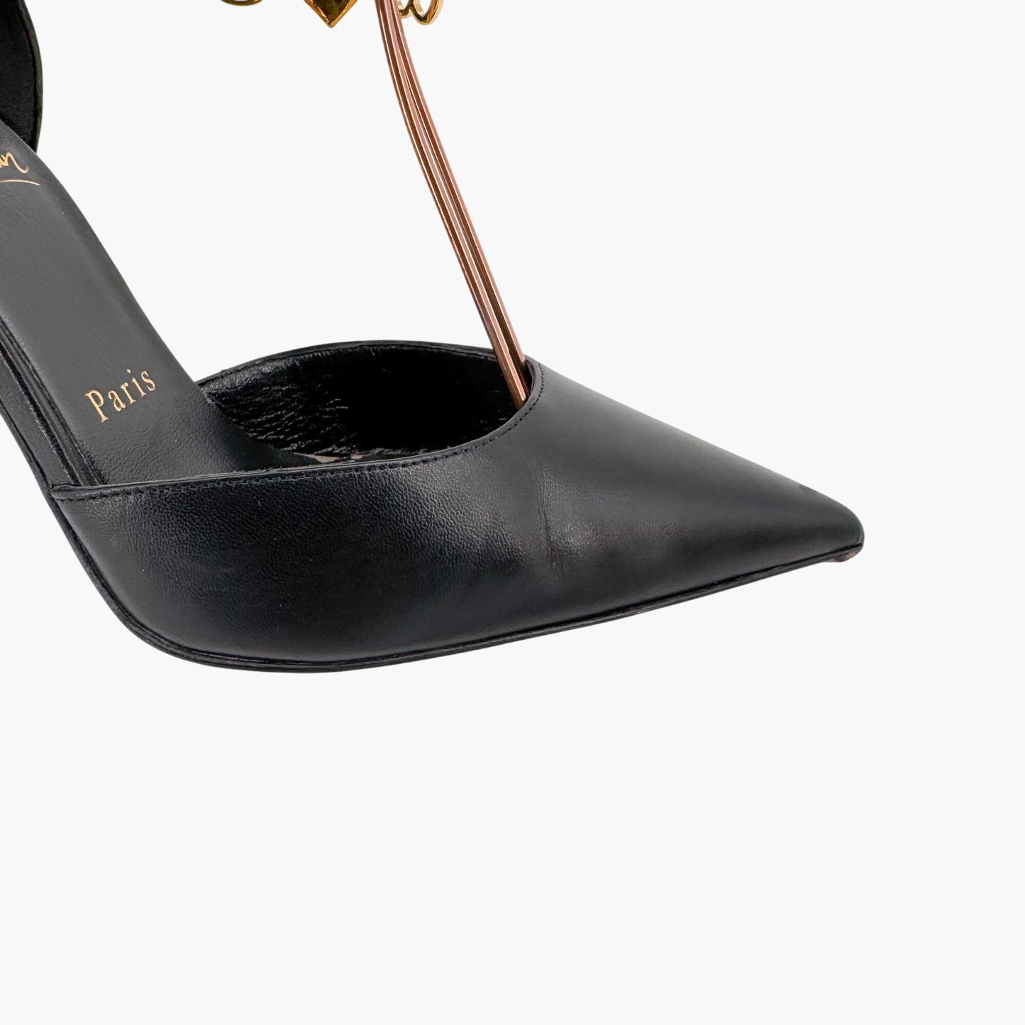 Christian Louboutin Gourmi 100 Charm Pumps in Black Leather Size 38