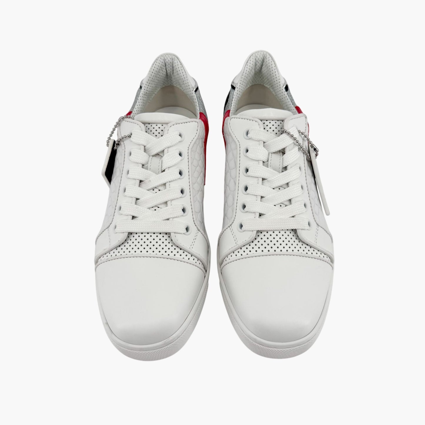Christian Louboutin Vieira Tag Leather Sneakers in White & Red – Size 37