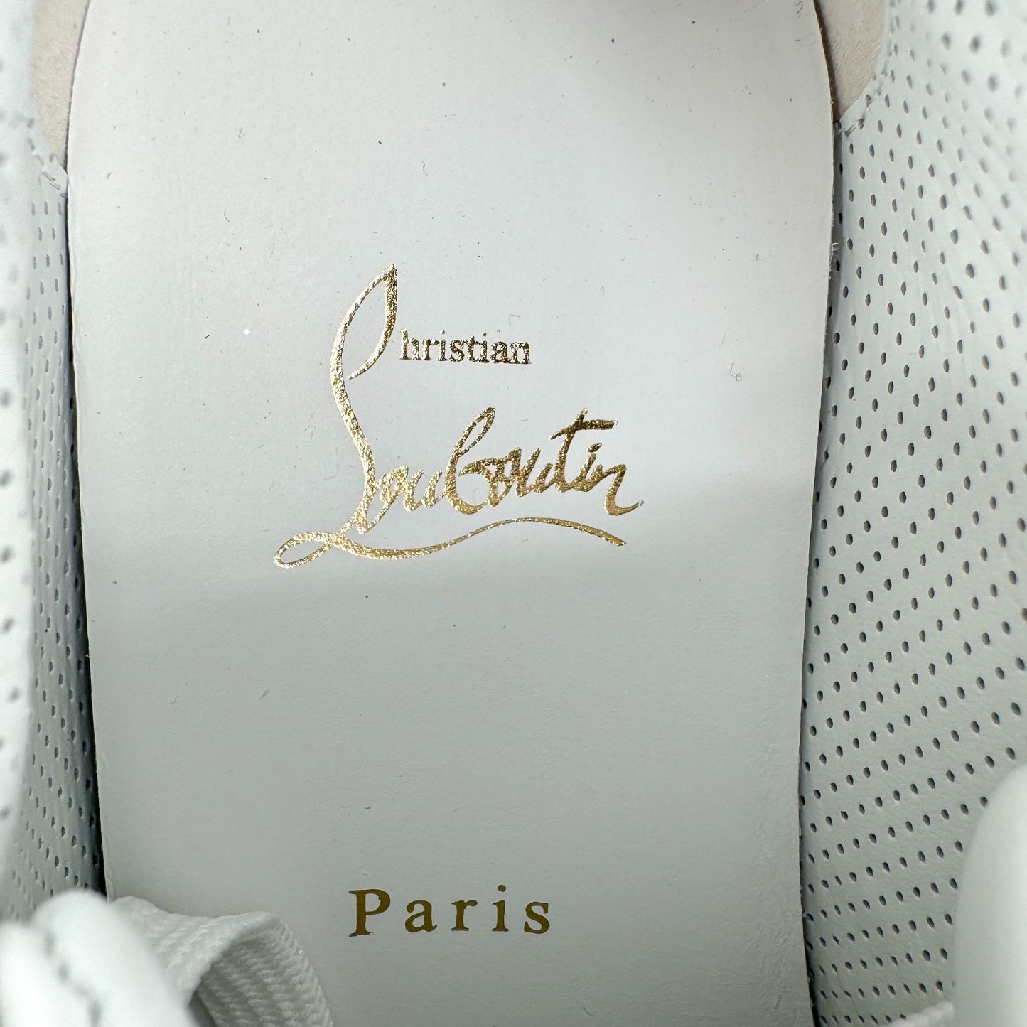 Christian Louboutin Vieira Tag Leather Sneakers in White & Red – Size 37