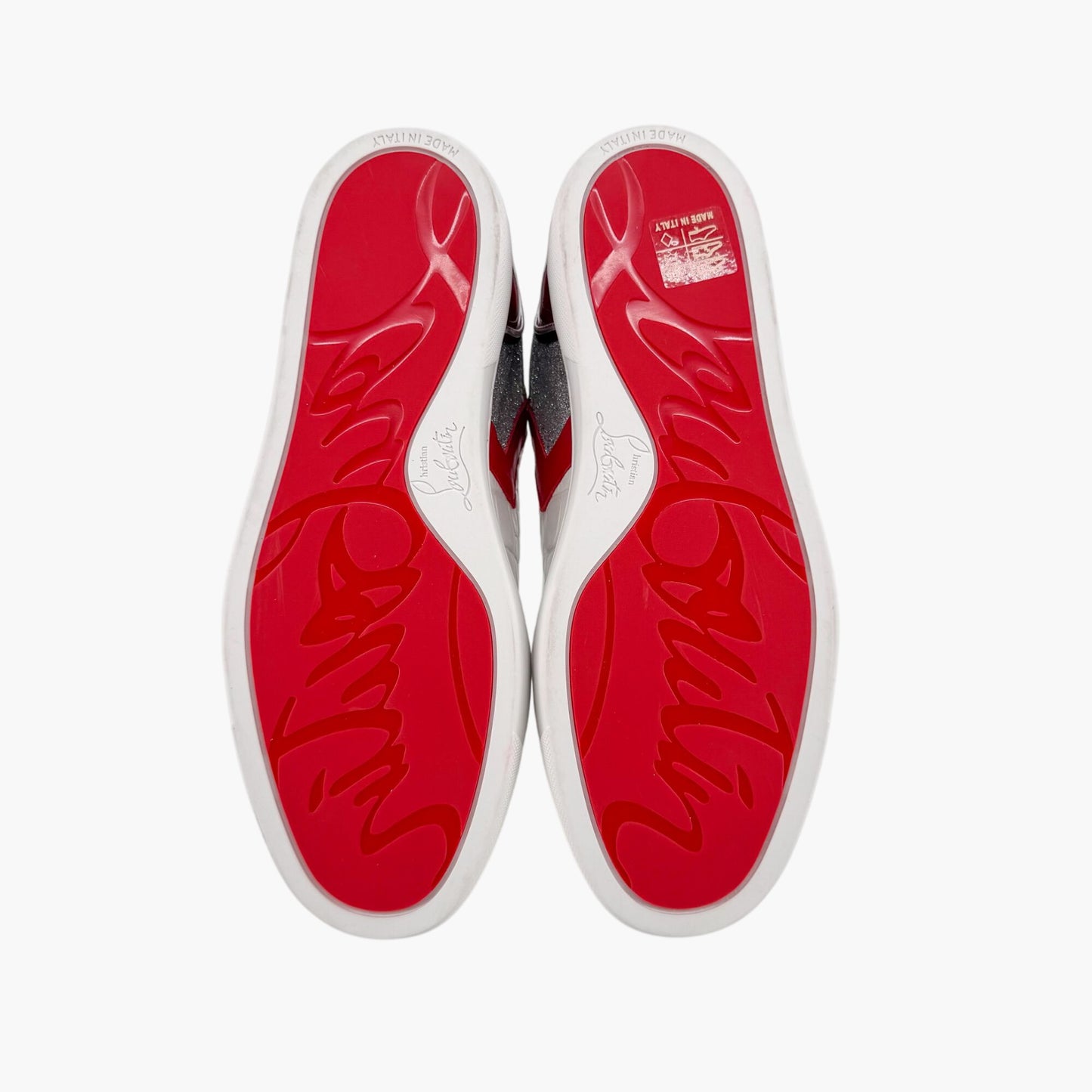 Christian Louboutin Vieira Tag Leather Sneakers in White & Red – Size 37