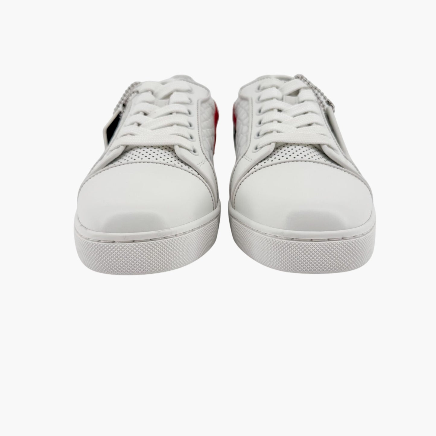 Christian Louboutin Vieira Tag Leather Sneakers in White & Red – Size 37