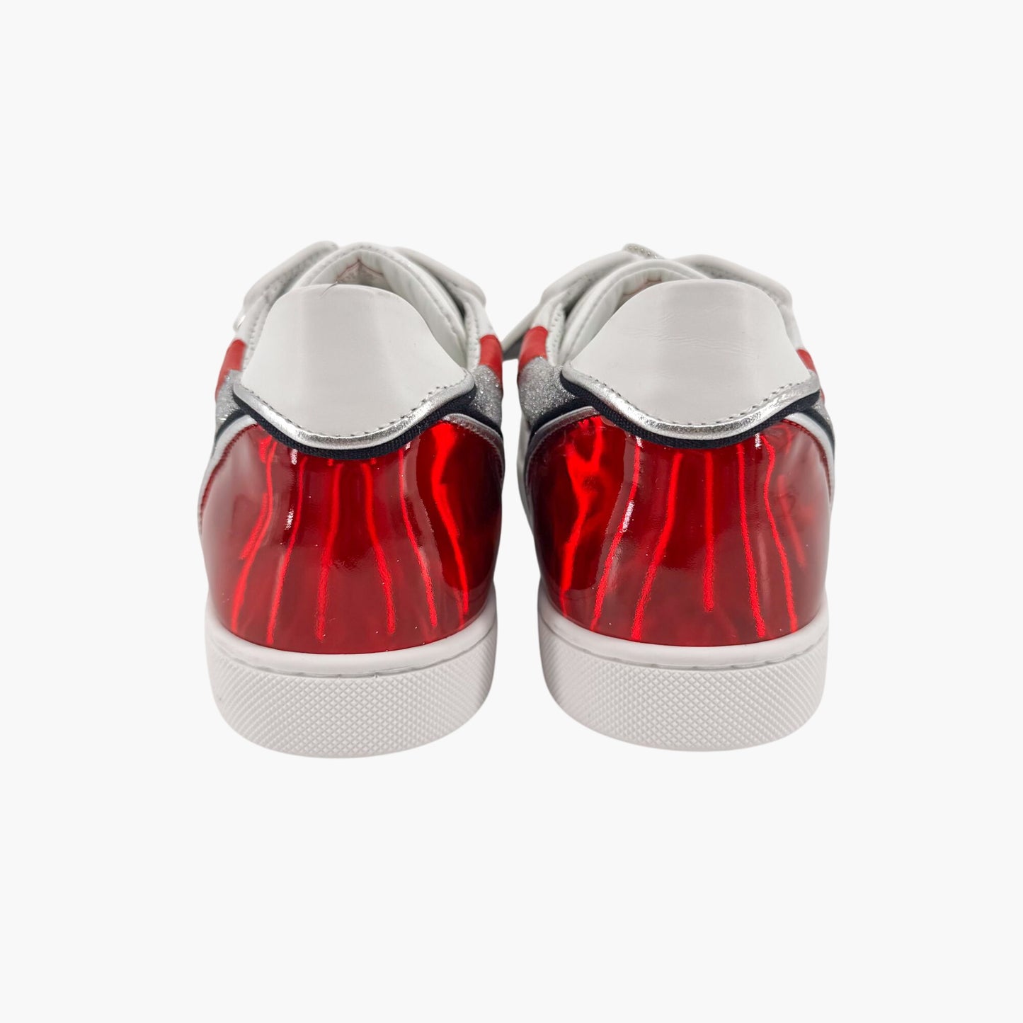 Christian Louboutin Vieira Tag Leather Sneakers in White & Red – Size 37