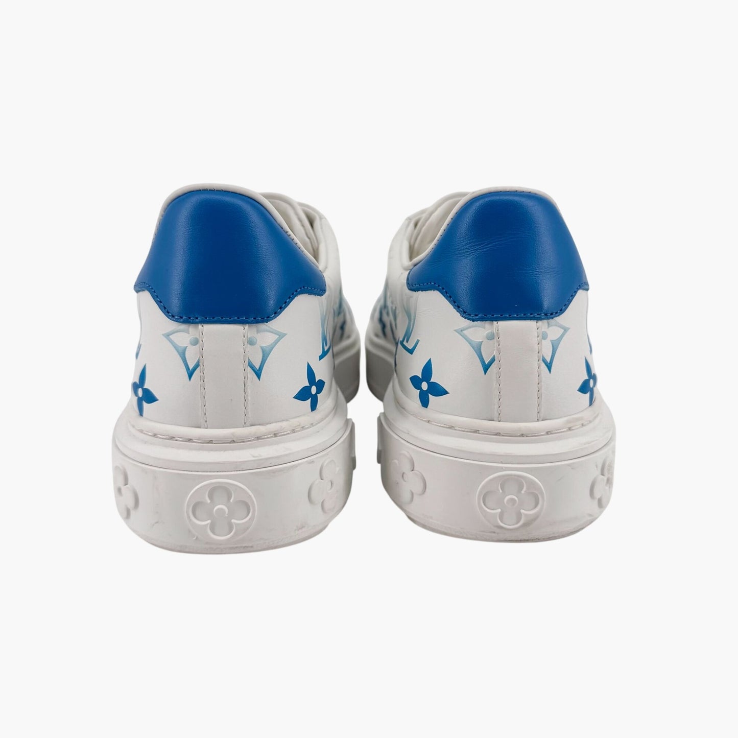 Louis Vuitton Time Out Ombre LV Sneakers in White & Blue Leather – Size 37
