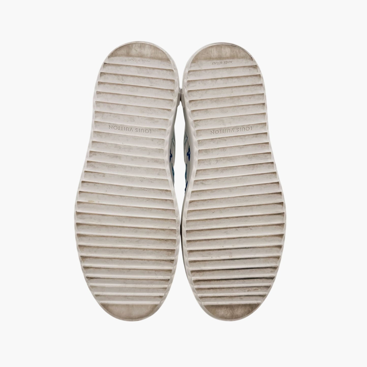 Louis Vuitton Time Out Ombre LV Sneakers in White & Blue Leather – Size 37