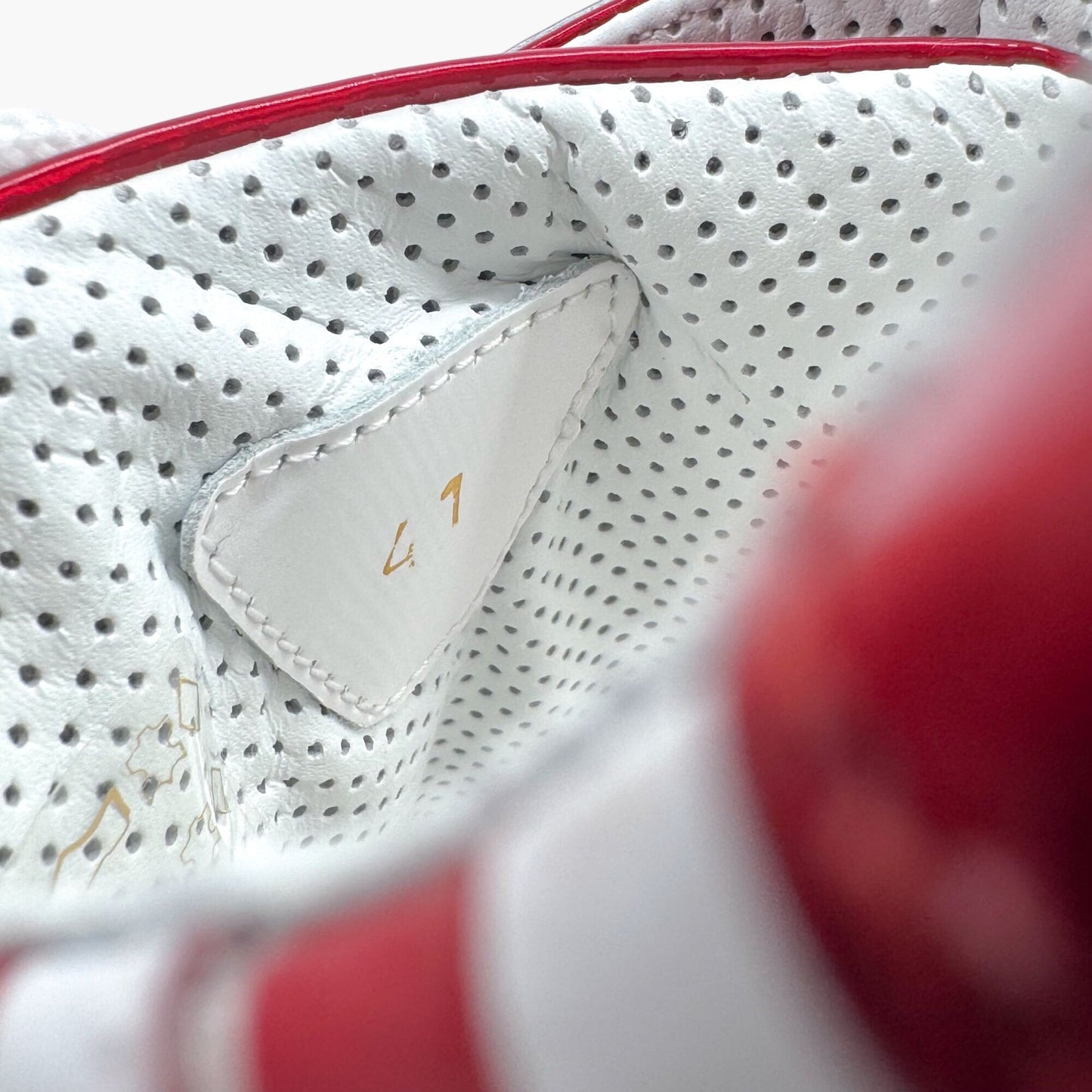 Christian Louboutin Sharkina Sneakers in White Mesh & Red Patent Leather – Size 41