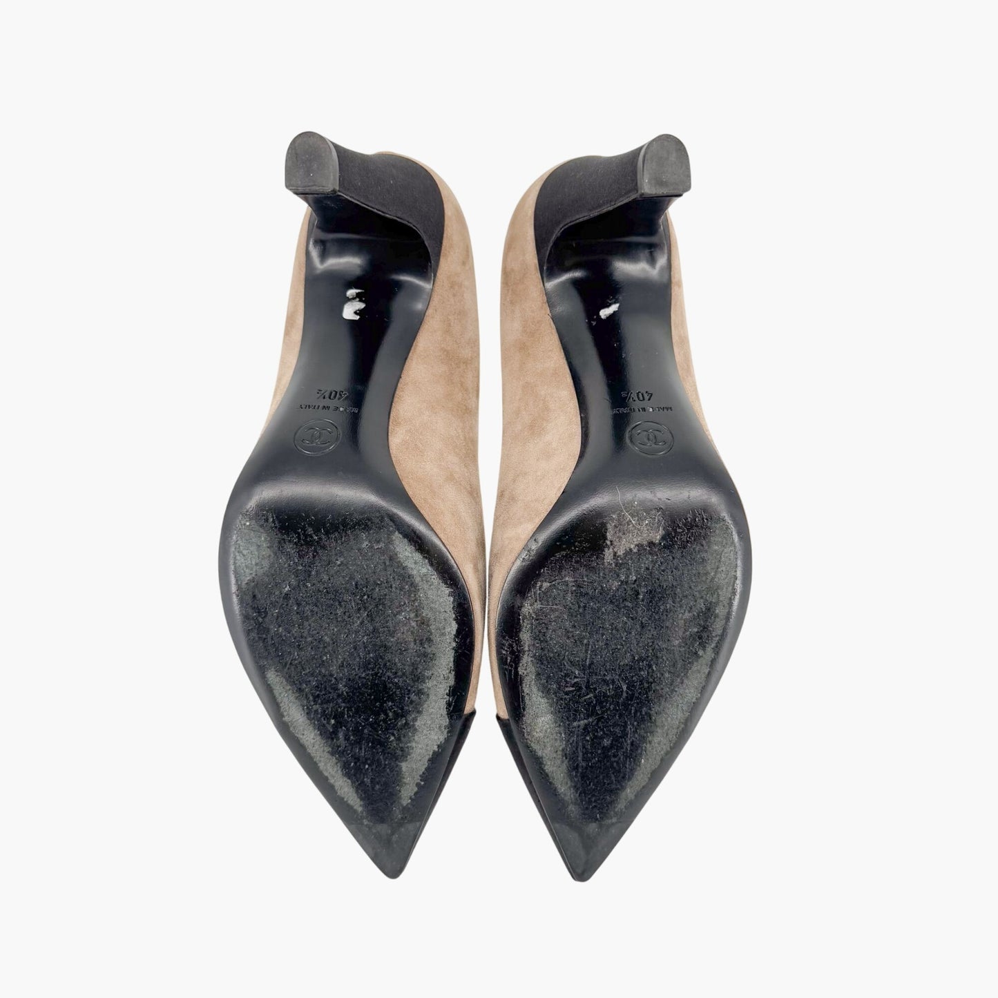 Chanel Gabrielle Coco Cap Toe Pointed Pumps in Beige Suede Size 40.5