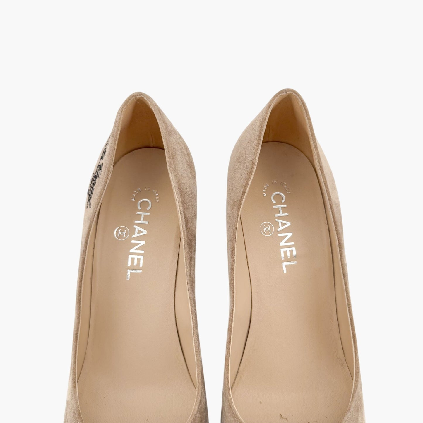 Chanel Gabrielle Coco Cap Toe Pointed Pumps in Beige Suede Size 40.5