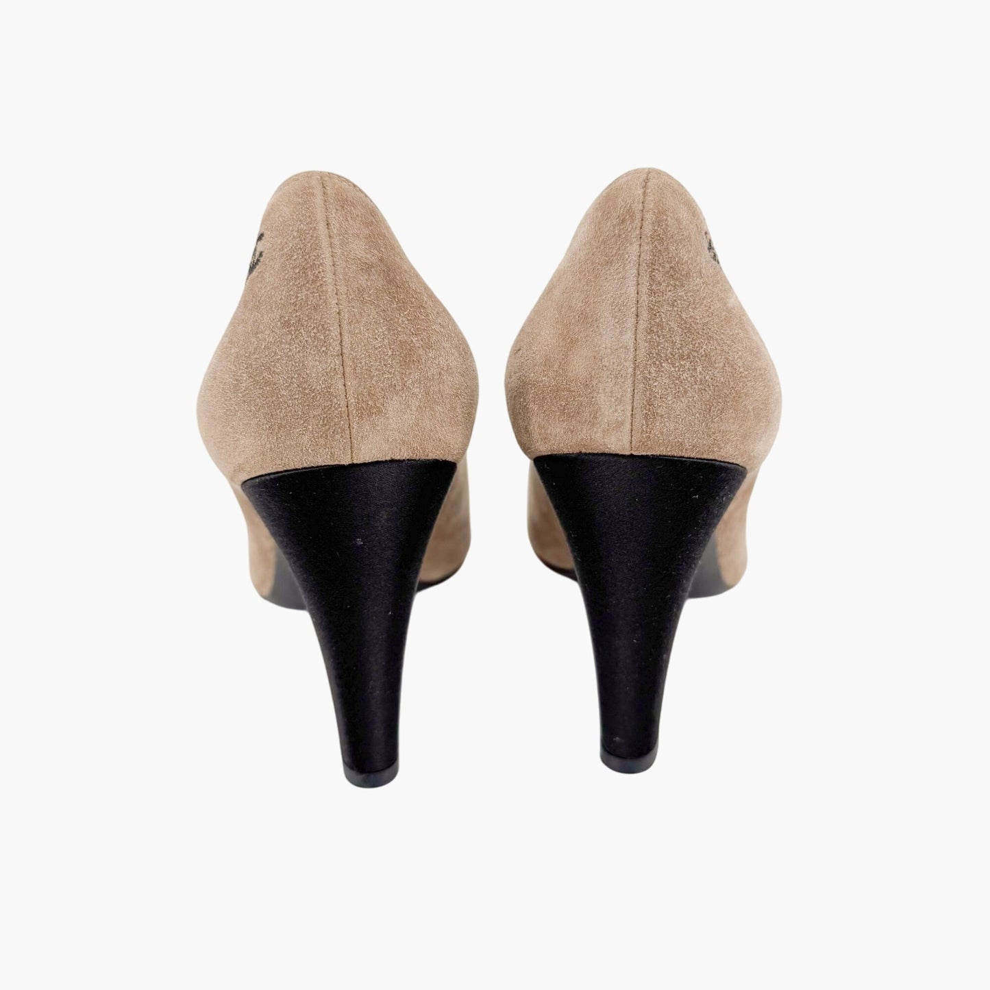 Chanel Gabrielle Coco Cap Toe Pointed Pumps in Beige Suede Size 40.5
