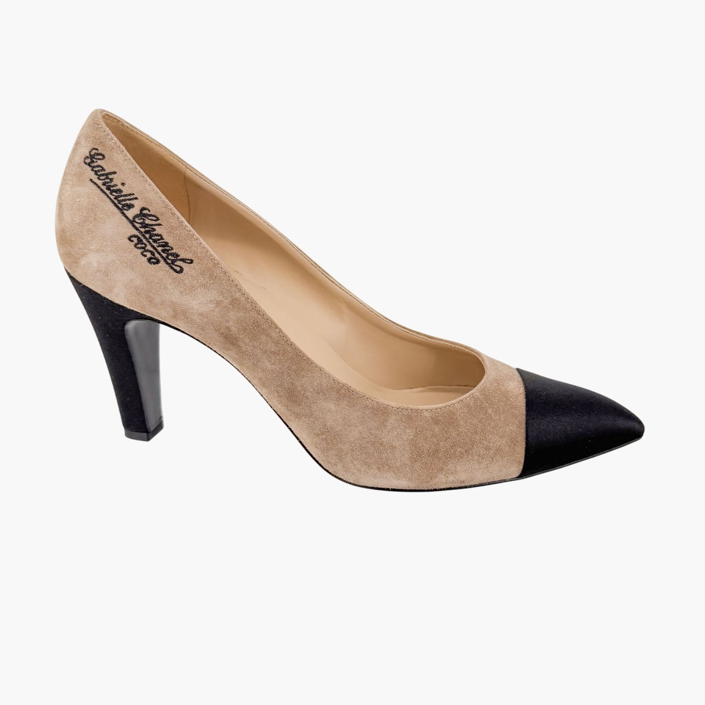 Chanel Gabrielle Coco Cap Toe Pointed Pumps in Beige Suede Size 40.5