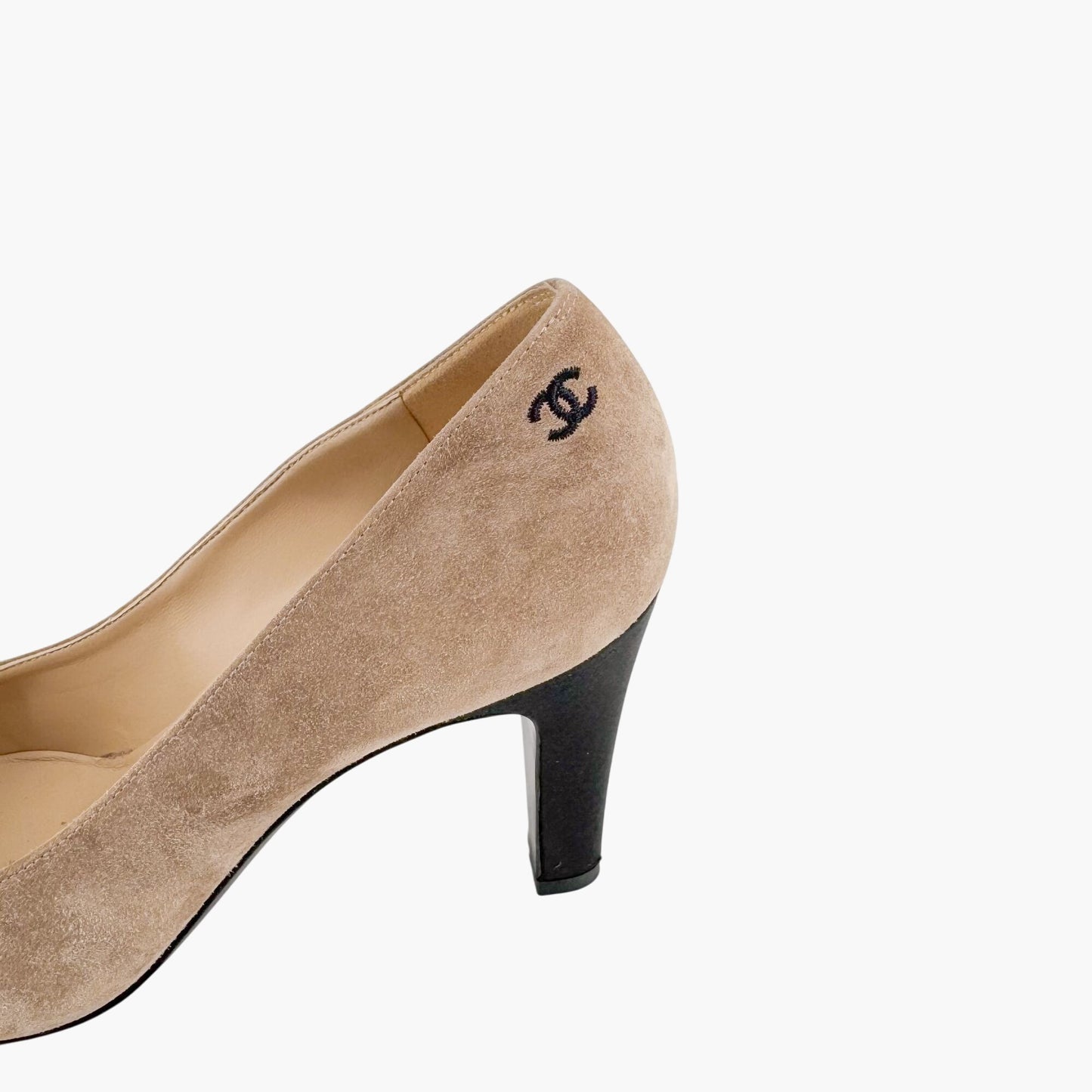 Chanel Gabrielle Coco Cap Toe Pointed Pumps in Beige Suede Size 40.5