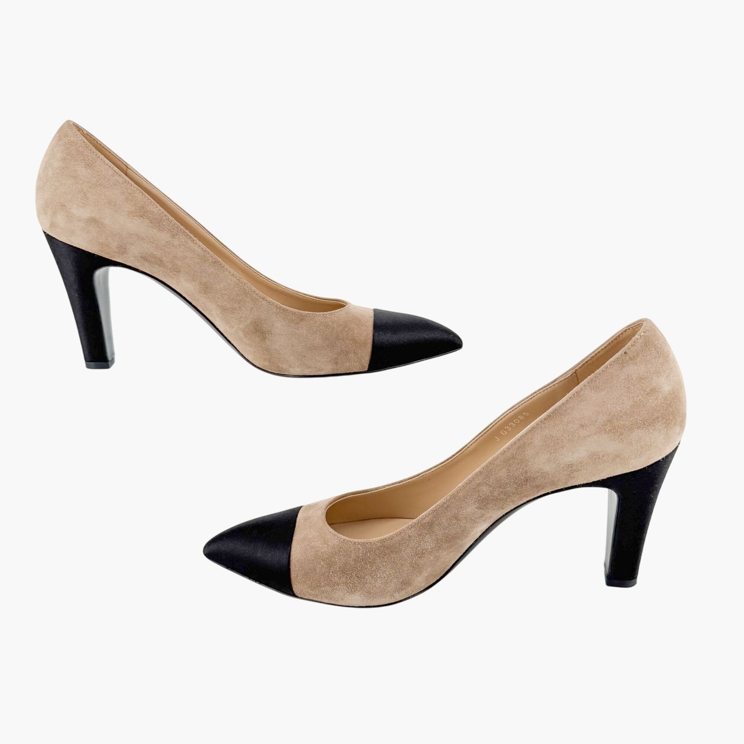 Chanel Gabrielle Coco Cap Toe Pointed Pumps in Beige Suede Size 40.5