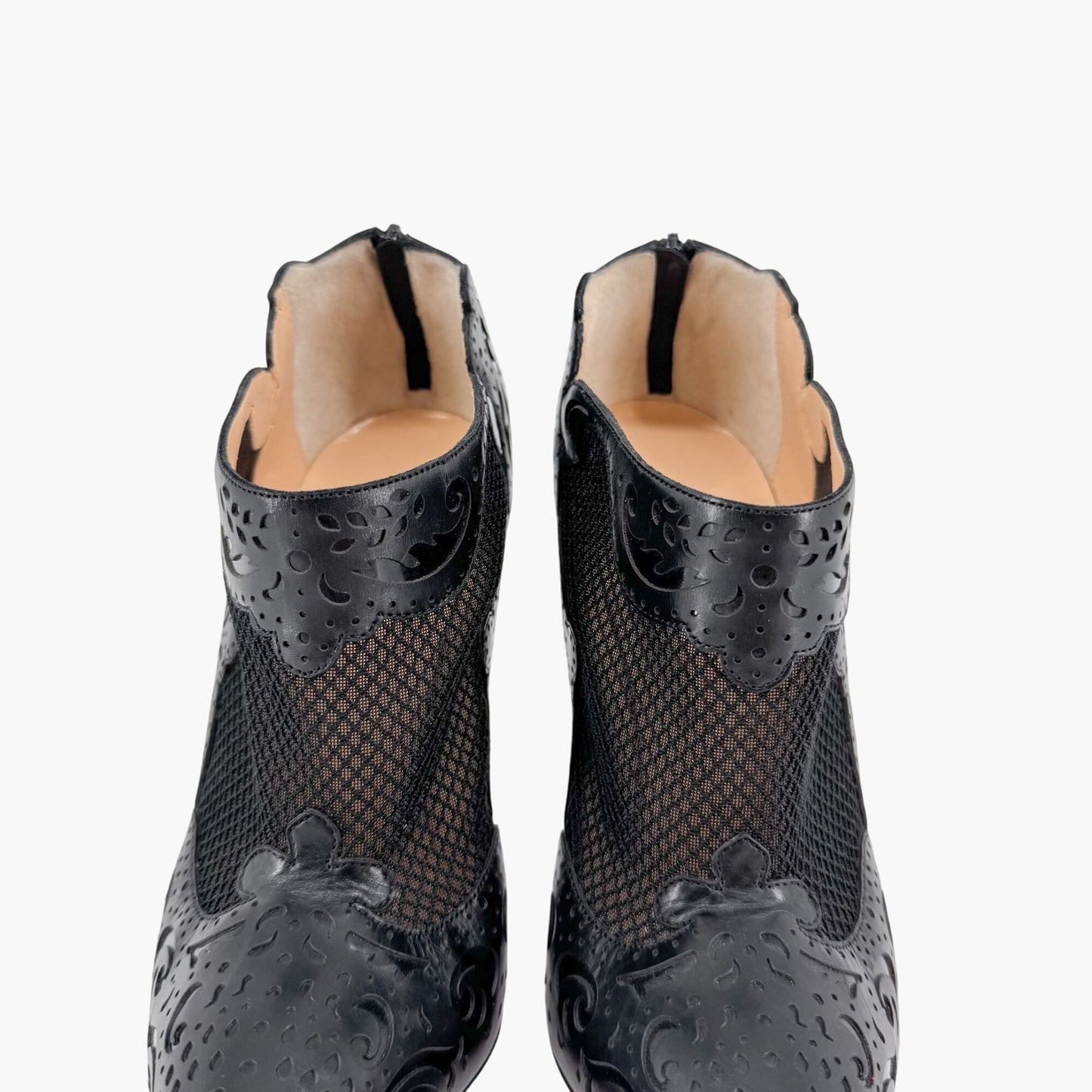 Christian Louboutin Mandolina 120 Laser Cut Booties in Black Leather – Size 37.5