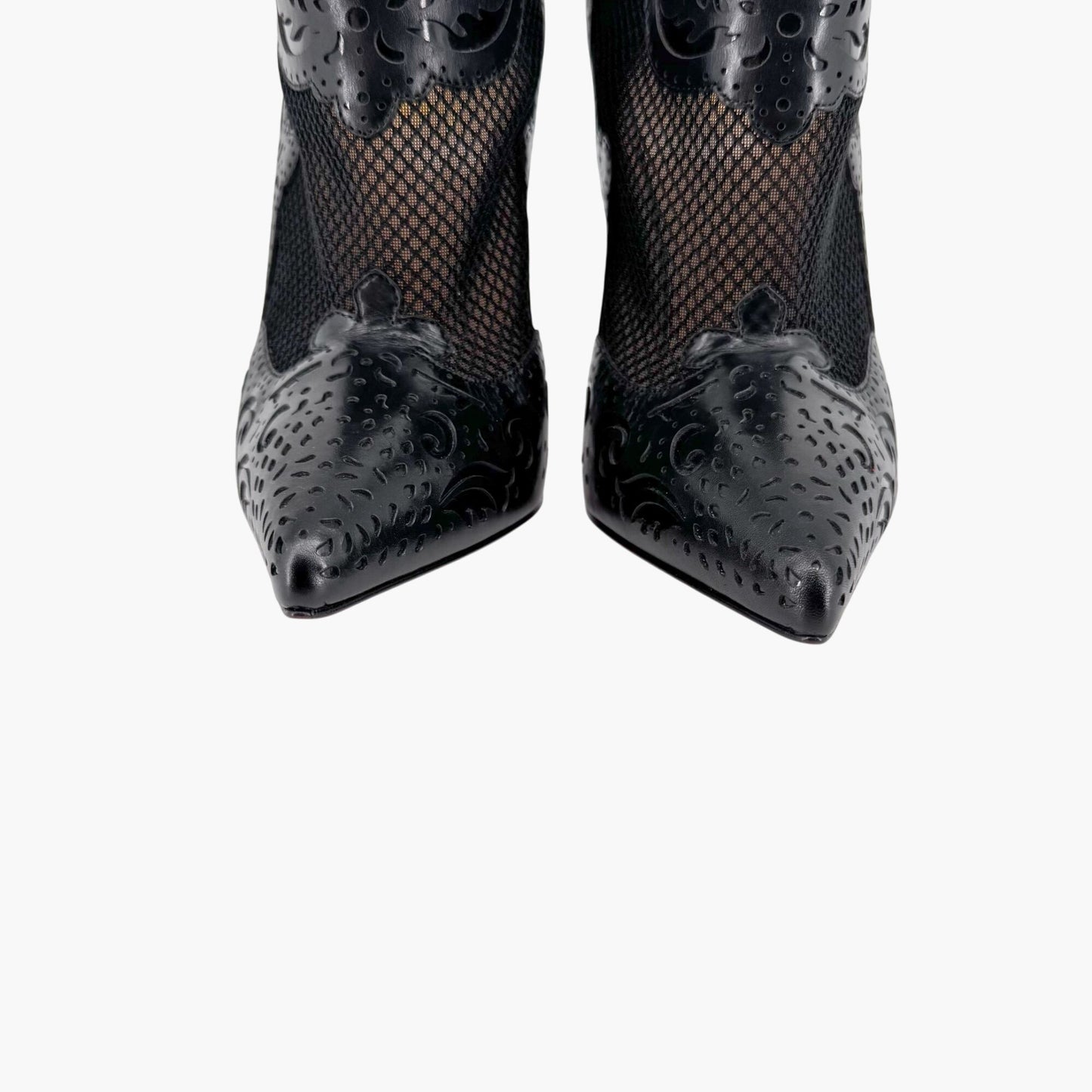 Christian Louboutin Mandolina 120 Laser Cut Booties in Black Leather – Size 37.5