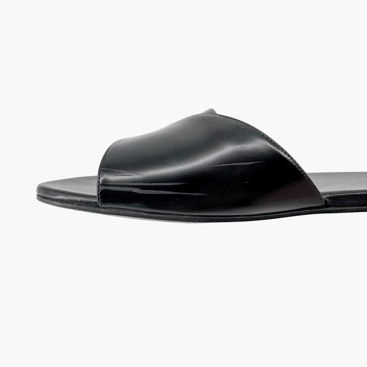 Prada Black Leather Logo Cutout Flat Mule Sandals – Size 39.5