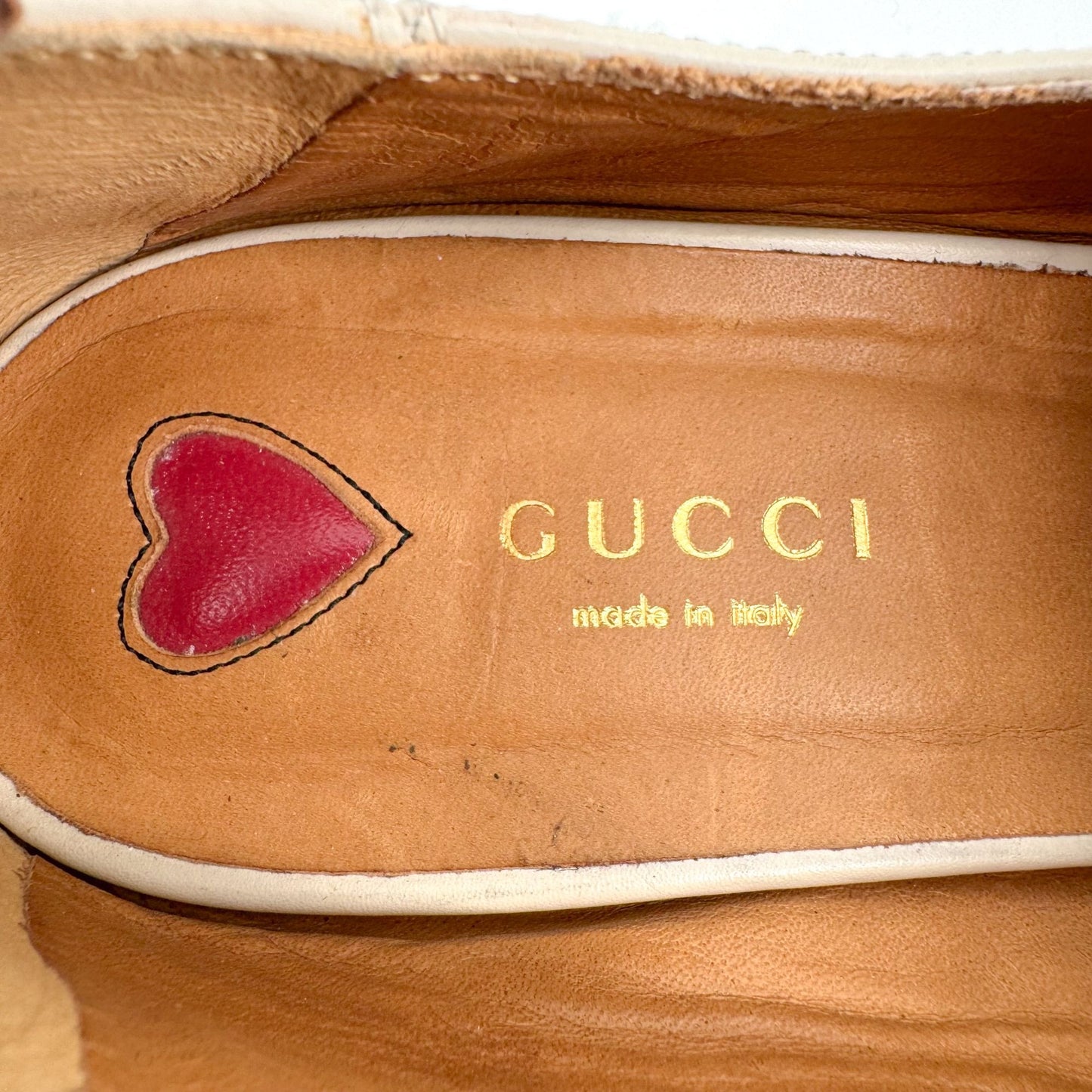 Gucci Peyton GG Pearl Embellished Loafers in White Leather Size 38
