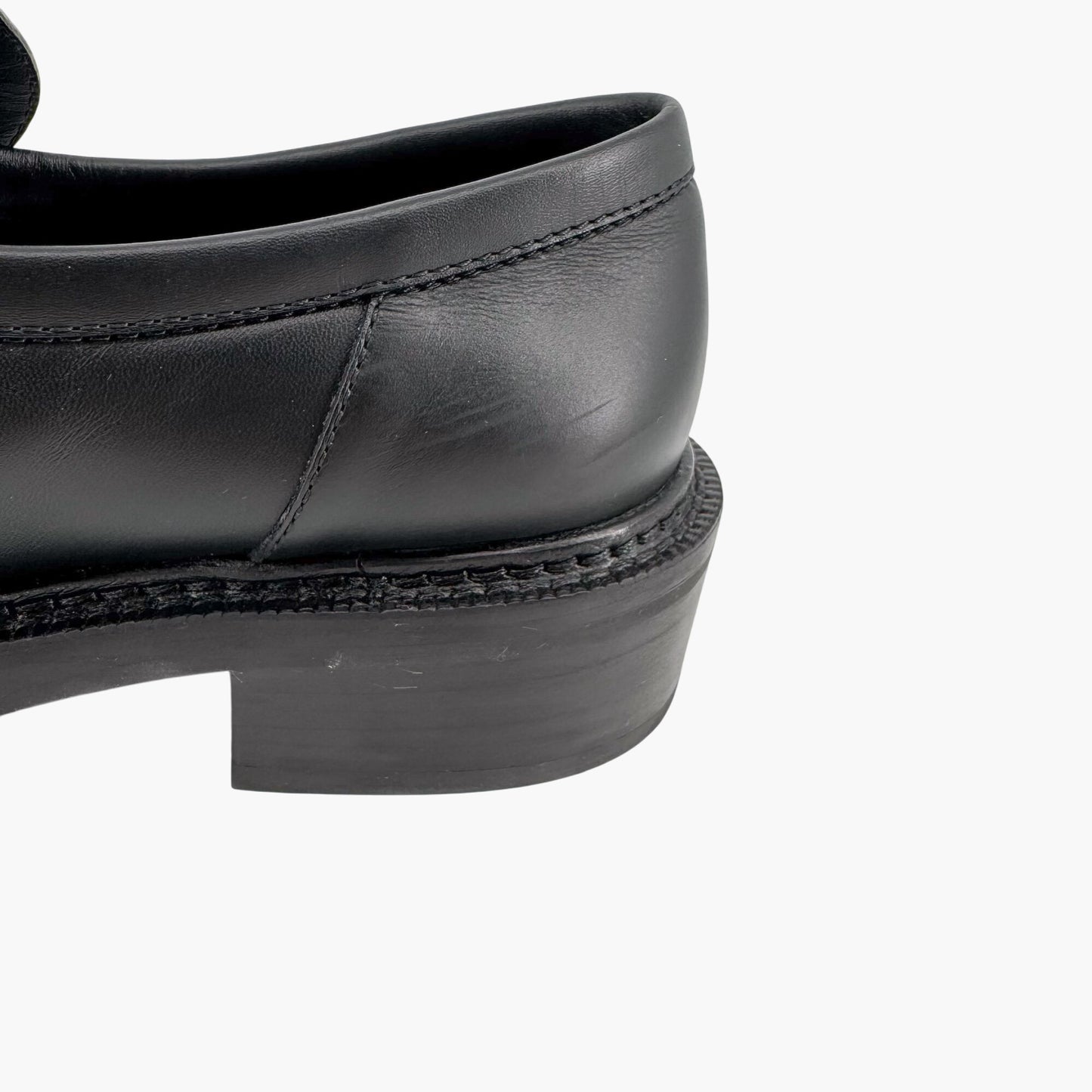 Louis Vuitton Academy Loafers in Black Leather with Monogram Chain – Size 37.5