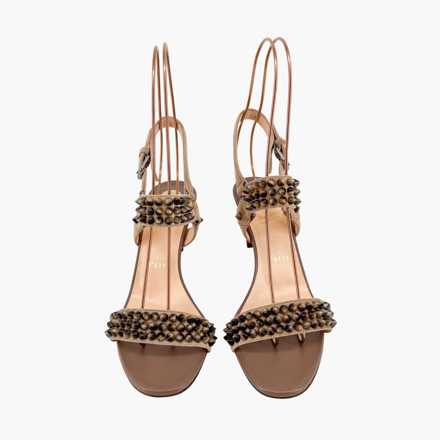 Christian Louboutin Bikee Bike Spike Sandals in Beige Suede – Size 37.5