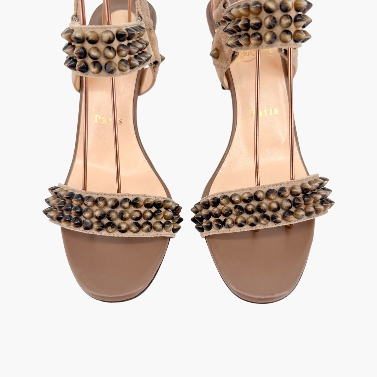 Christian Louboutin Bikee Bike Spike Sandals in Beige Suede – Size 37.5