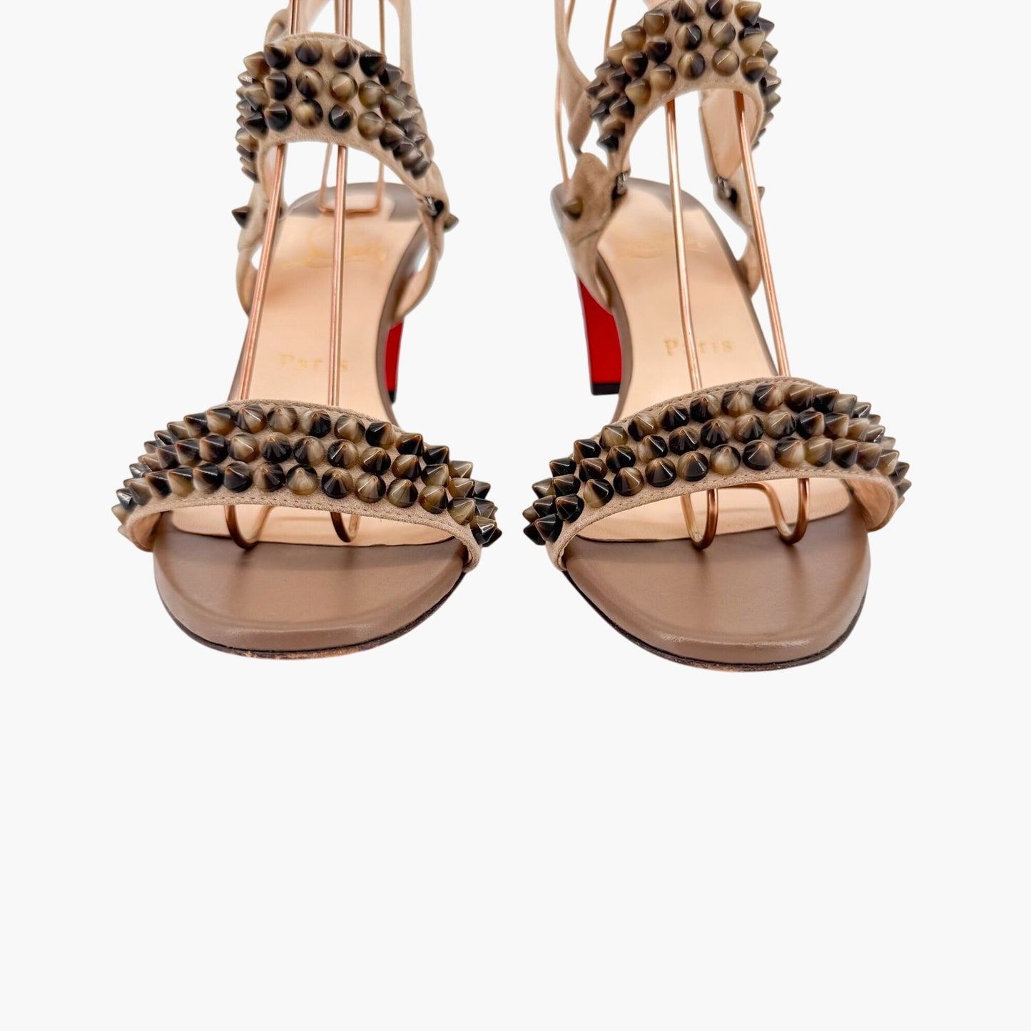 Christian Louboutin Bikee Bike Spike Sandals in Beige Suede – Size 37.5