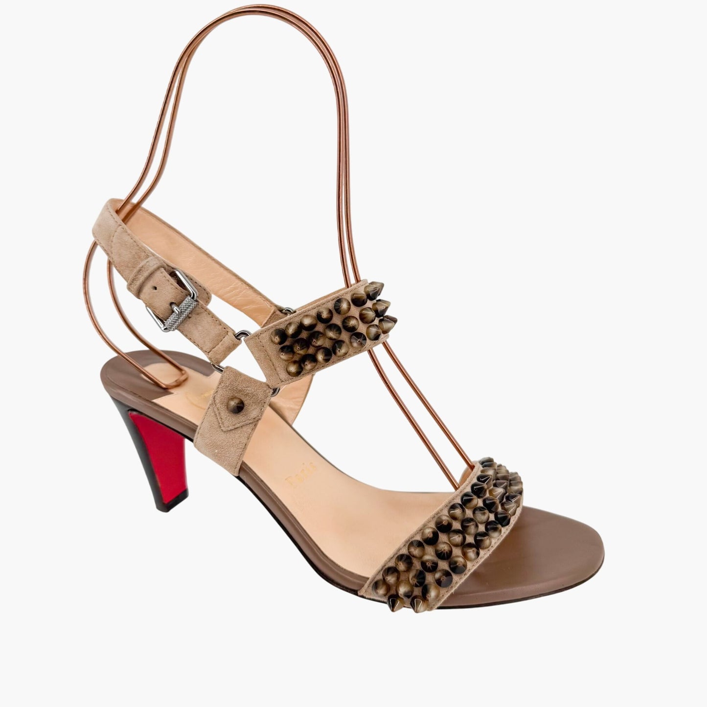 Christian Louboutin Bikee Bike Spike Sandals in Beige Suede – Size 37.5