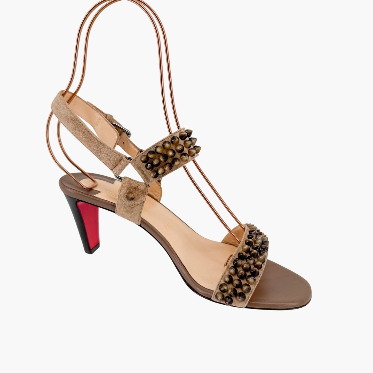 Christian Louboutin Bikee Bike Spike Sandals in Beige Suede – Size 37.5