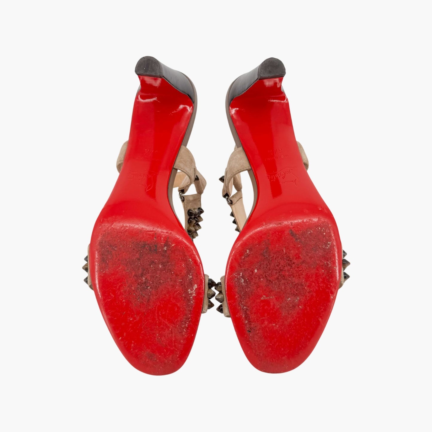 Christian Louboutin Bikee Bike Spike Sandals in Beige Suede – Size 37.5
