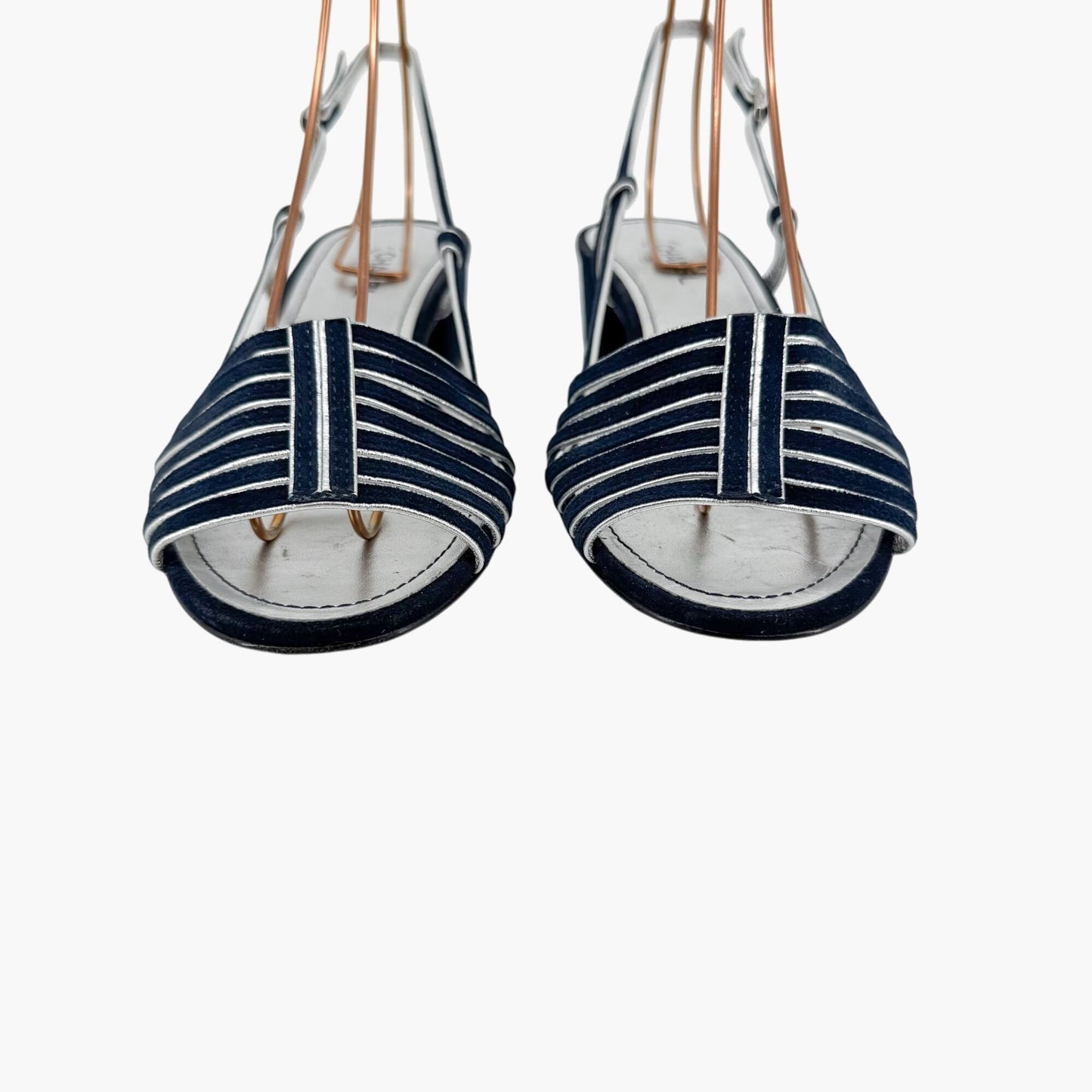 Chanel Strappy CC Block Heel Slingback Sandals in Navy Suede – Size 37