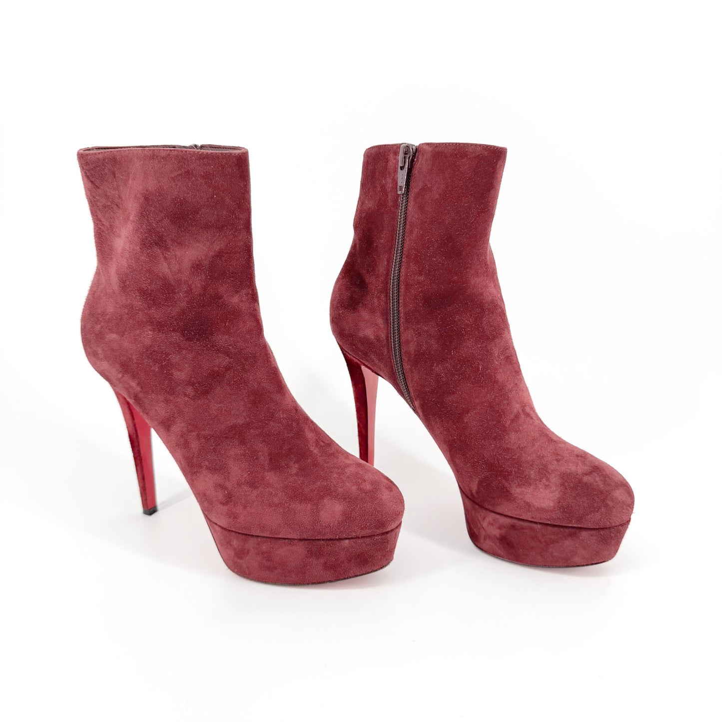 Christian Louboutin Bianca Booty 120 in Orthodoxe Red Suede Size 37.5