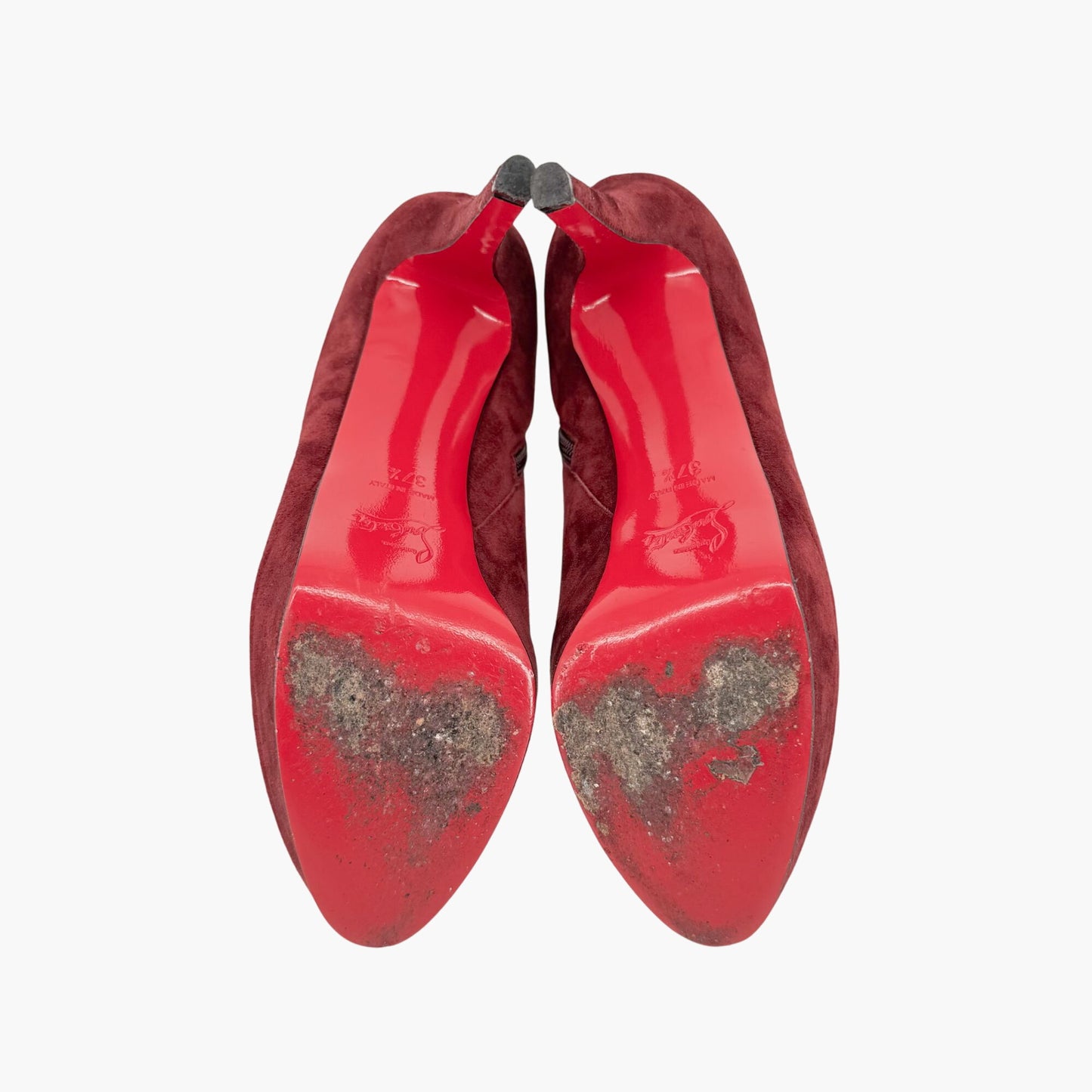 Christian Louboutin Bianca Booty 120 in Orthodoxe Red Suede Size 37.5