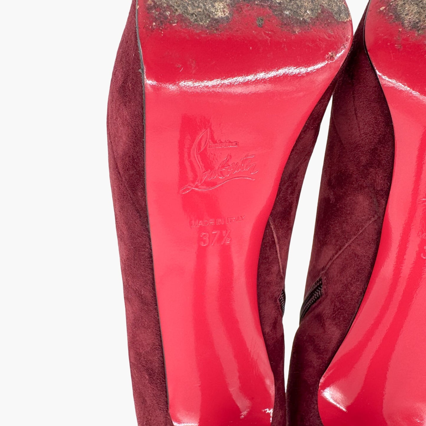 Christian Louboutin Bianca Booty 120 in Orthodoxe Red Suede Size 37.5