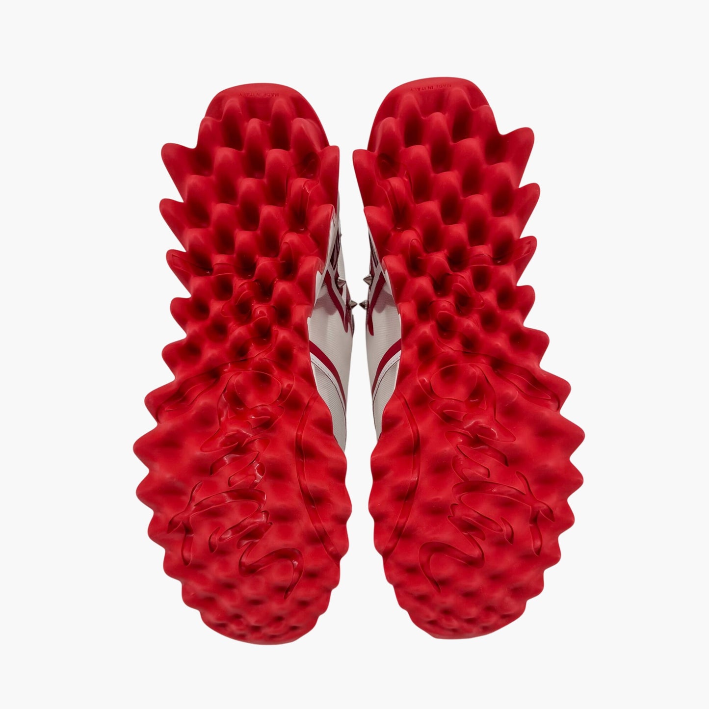 Christian Louboutin Sharkina Sneakers in White Mesh & Red Patent Leather – Size 38