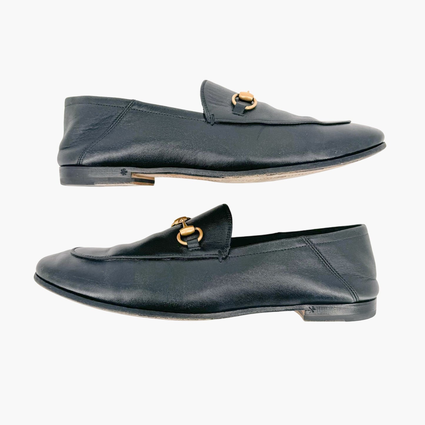 Gucci Brixton Horsebit Loafers in Black Leather Size 37.5