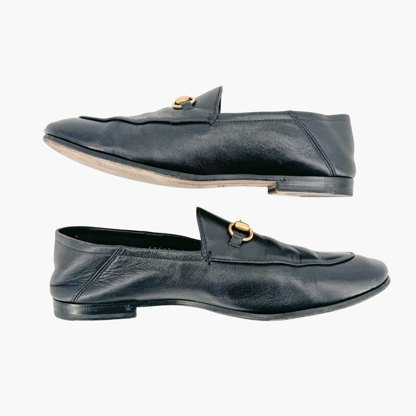 Gucci Brixton Horsebit Loafers in Black Leather Size 37.5